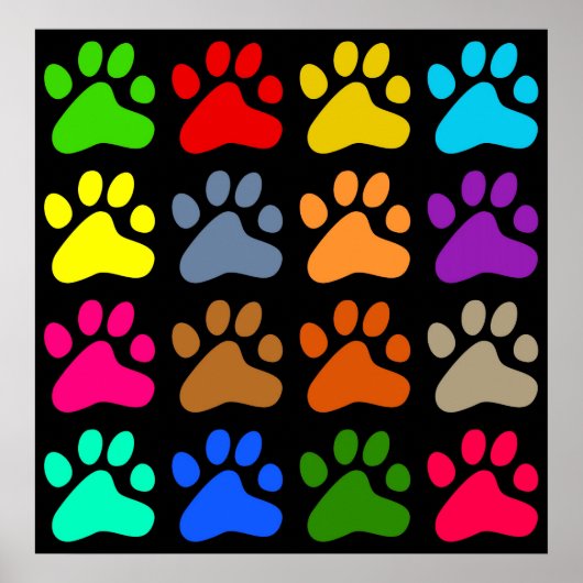 Farbenfrohe Paws Poster (Vorne)