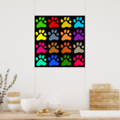 Farbenfrohe Paws Poster (Küche)