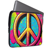 Farbenfrohe Peace & Love Stimmung Laptopschutzhülle (Vorne Rechts)