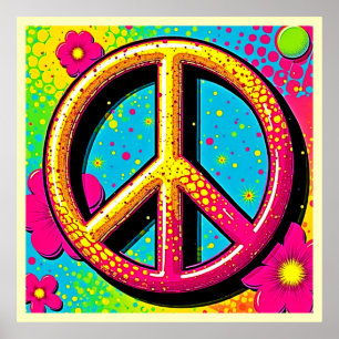 Farbenfrohe Peace & Love Stimmung Poster