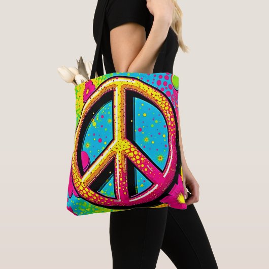 Farbenfrohe Peace & Love Stimmung Tasche (Von Nahem)