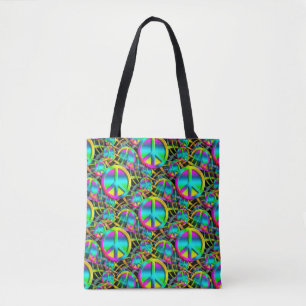 Farbenfrohe PEACE Web nahtlose Muster + Ihre Ideen Tasche