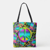Farbenfrohe PEACE Web nahtlose Muster + Ihre Ideen Tasche (Rückseite)