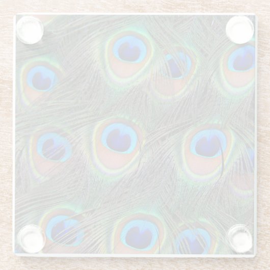 Farbenfrohe Peacock Feather Eyespot Muster Glasuntersetzer (Rückseite)