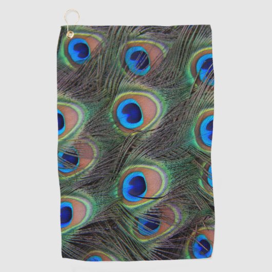 Farbenfrohe Peacock Feather Eyespot Muster Golfhandtuch (Vorderseite)