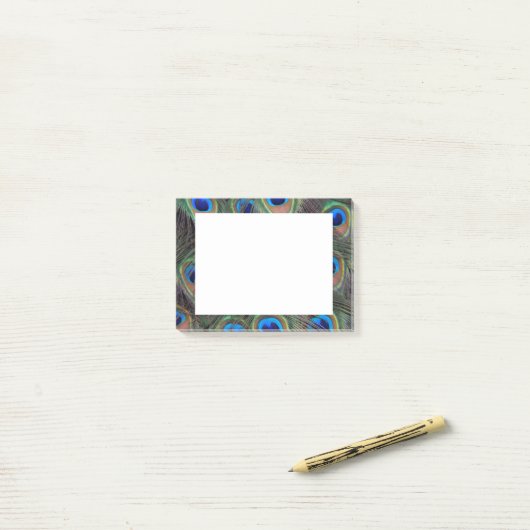 Farbenfrohe Peacock Feather Eyespot Muster Post-it Klebezettel (Auf Schreibtisch)