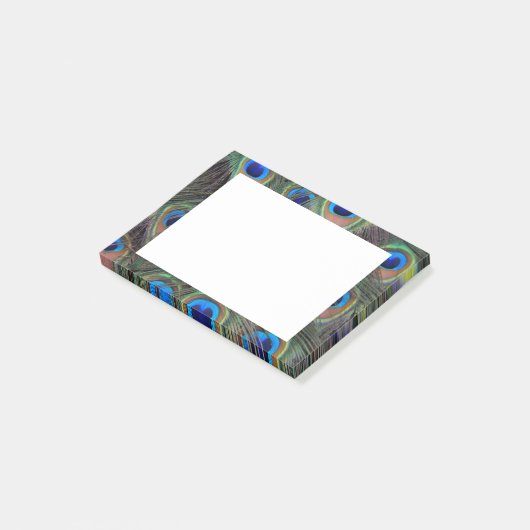 Farbenfrohe Peacock Feather Eyespot Muster Post-it Klebezettel (angewinkelt)