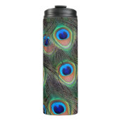 Farbenfrohe Peacock Feather Eyespot Muster Thermosbecher (Vorderseite)