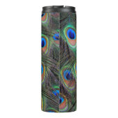 Farbenfrohe Peacock Feather Eyespot Muster Thermosbecher (Rückseite)