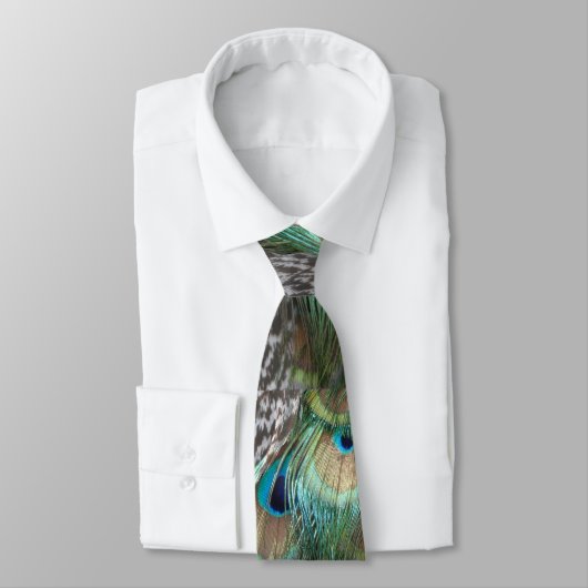 Farbenfrohe Peacock Feathers Pattern Neck Tie Krawatte (Gebunden)