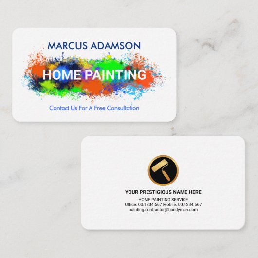 Farbenfrohe Peeling-Wand Spritzer Visitenkarte (Vorne/Hinten)