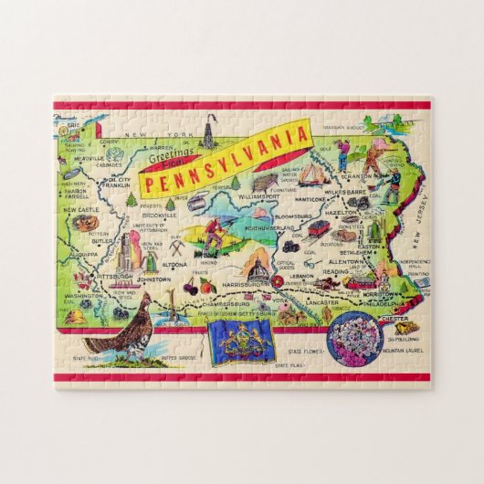 Farbenfrohe Pennsylvania Postkarte Puzzle (Horizontal)