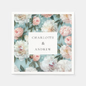 Farbenfrohe, Peony-Blume, Hochzeit Serviette (Vorderseite)