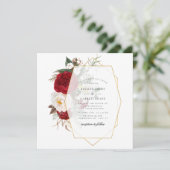 Farbenfrohe Peony Bouquet Gold Rahmen Hochzeit Einladung (Stehend Vorderseite)