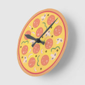 Farbenfrohe Pepperoni Pizza Liebhaber Runde Wanduhr (Winkel)