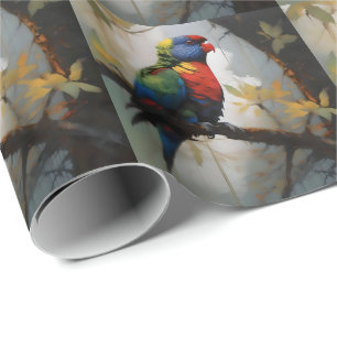 Farbenfrohe Perche: Ein Regenbogengitter im Baum Geschenkpapier