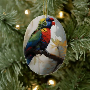Farbenfrohe Perche: Ein Regenbogengitter im Baum Keramik Ornament