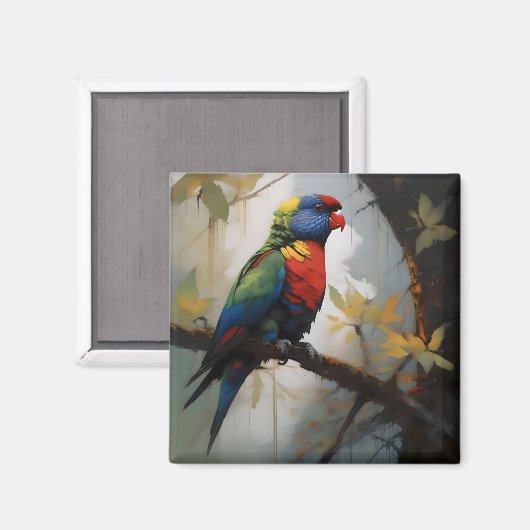 Farbenfrohe Perche: Ein Regenbogengitter im Baum Magnet (Vorderseite/Rückseite)