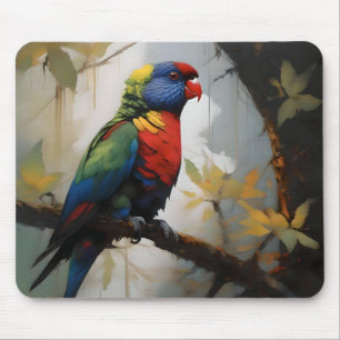 Farbenfrohe Perche: Ein Regenbogengitter im Baum Mousepad