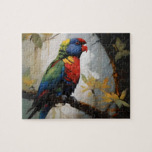 Farbenfrohe Perche: Ein Regenbogengitter im Baum Puzzle