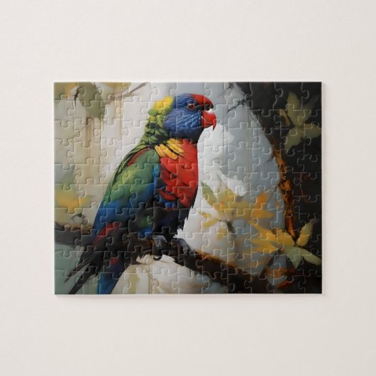 Farbenfrohe Perche: Ein Regenbogengitter im Baum Puzzle (Horizontal)