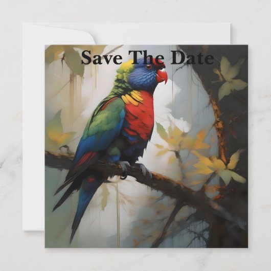 Farbenfrohe Perche: Ein Regenbogengitter im Baum Save The Date (Vorderseite)