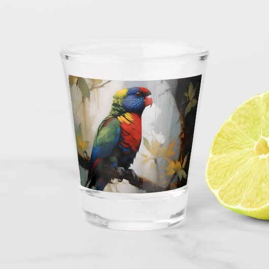 Farbenfrohe Perche: Ein Regenbogengitter im Baum Schnapsglas (Vorderseite)