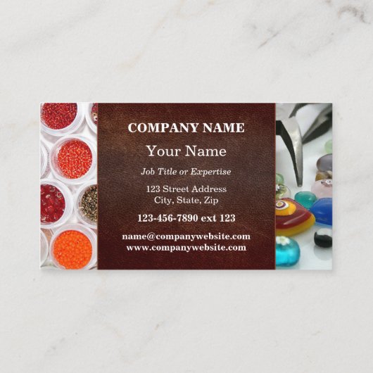 Farbenfrohe Perlen Handmade Schmuck Business Card Visitenkarte (Rückseite)