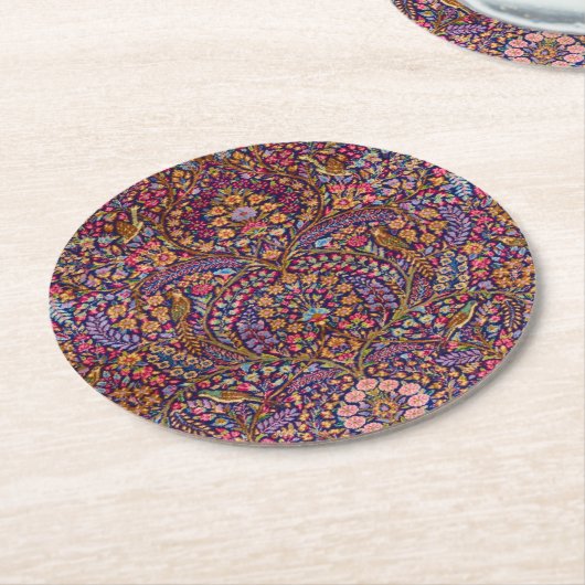 Farbenfrohe Persische Rug Pattern Runder Pappuntersetzer (Angewinkelt)