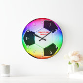 Farbenfrohe personalisierbare Fußball | Sport Große Wanduhr (Zuhause)