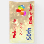 Farbenfrohe Personalisiert 50. Geburtstag Banner (Vertikal)