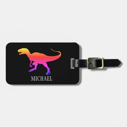 Farbenfrohe Personalisierte Dinosaurier-Reise Gepäckanhänger (Vorderseite horizontal)