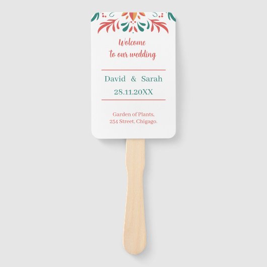 farbenfrohe Personalisierte Hochzeitsfeier Fächer (Vorderseite)