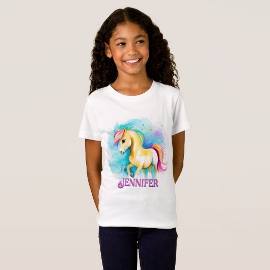 Farbenfrohe personalisierte Spirituosen Pony 15 Ki T-Shirt (Vorne ganz)