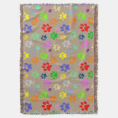 Farbenfrohe Pet Paws Print Pattern Decke (Vorderseite Vertikal)