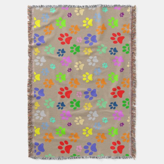 Farbenfrohe Pet Paws Print Pattern Decke (Vorderseite Vertikal)