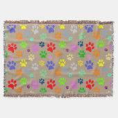 Farbenfrohe Pet Paws Print Pattern Decke (Vorderseite)