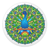 Farbenfrohe Pfau Mandala Keramik Pull Keramikknauf (Vorderseite)
