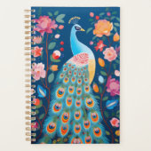 Farbenfrohe Pfaue mit blauen grünen Orangenfedern Planer (Vorderseite)