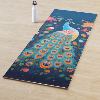 Farbenfrohe Pfaue mit blauen grünen Orangenfedern Yogamatte