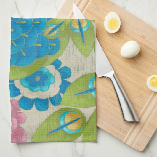 Farbenfrohe Pfaue und Blume Küchentuch (Viertel Falte)