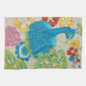 Farbenfrohe Pfaue und Blume Küchentuch (Horizontal)