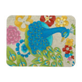 Farbenfrohe Pfaue und Blume Magnet (Horizontal)