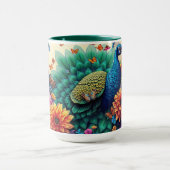 Farbenfrohe Pfaue und Blume Tasse (Zentrum)