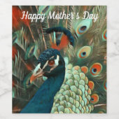 Farbenfrohe Pfaue - Vogel - Personalisiertes Weine Weinetikett (Einzelnes Label)