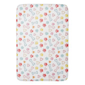 Farbenfrohe Pfauen, Herz und Knochen Doodle Badematte (Vorderseite Vertikal)