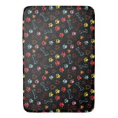 Farbenfrohe Pfauen, Herz und Knochen Doodle Badematte (Vorderseite Vertikal)