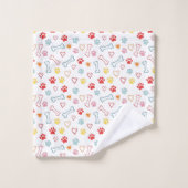 Farbenfrohe Pfauen, Herz und Knochen Doodle Badhandtuch Set (Waschlappen)