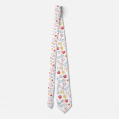 Farbenfrohe Pfauen, Herz und Knochen Doodle Krawatte (Rückseite)