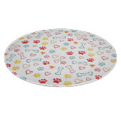 Farbenfrohe Pfauen, Herz und Knochen Doodle Schneidebrett (Ecke)